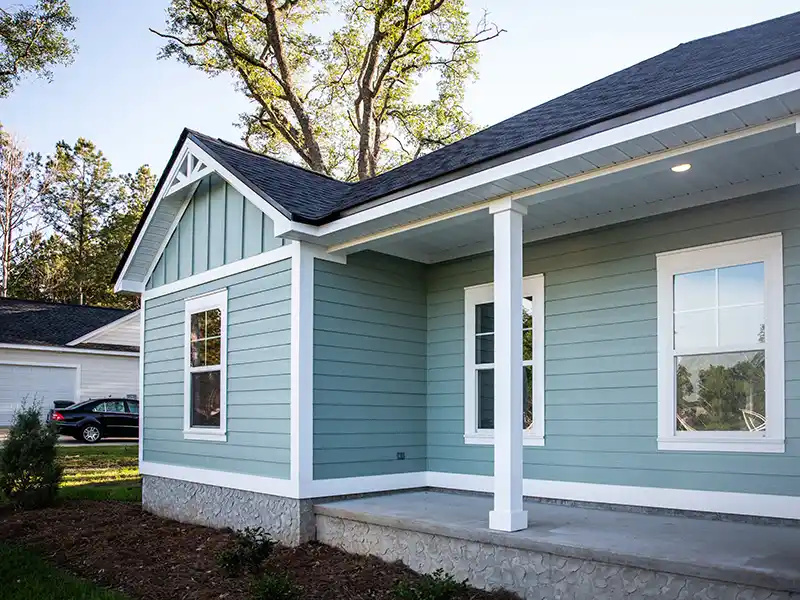 Small blue-green home